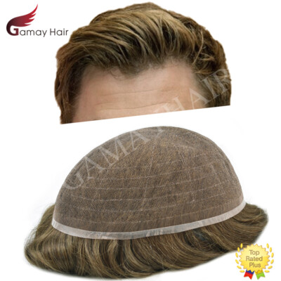 Mens Toupee Hair Piece System All French Lace Hair Replacement Unit Wig for Men