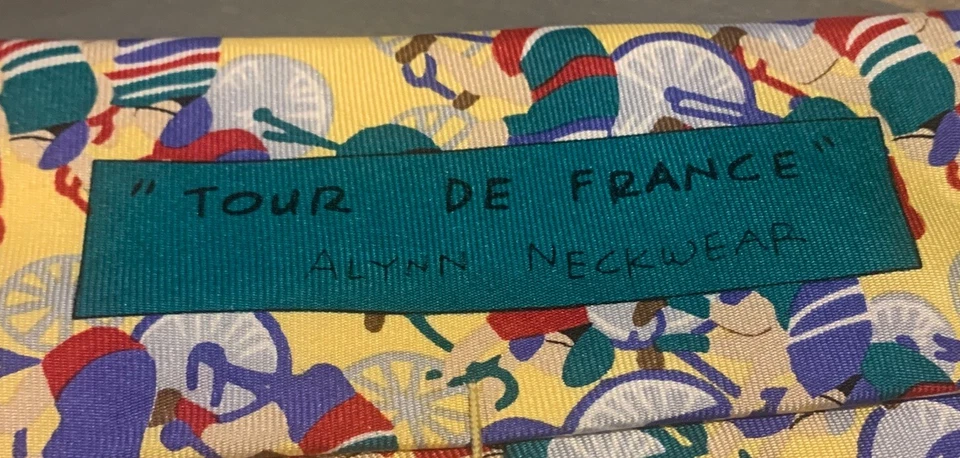 Corbata Alynn Neckwear Tour de Francia Vintage 100% Seda Hecha en EE. UU. Foto 4 de 4