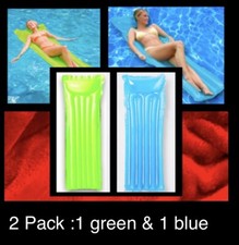 play day 2pk lot Green and Blue mat float,raft For Pool/Beach,5ft 6 Long,Adult
