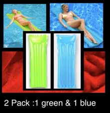 play day 2pk lot Green and Blue mat float,raft For Pool/Beach,5ft 6” Long,Adult