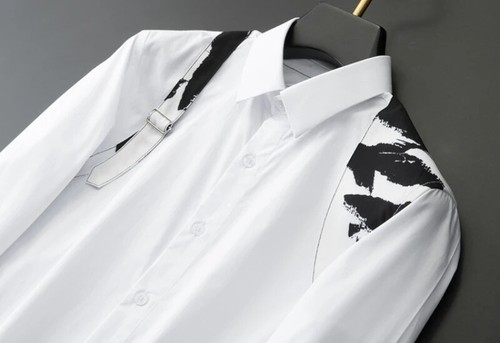 Hot Metal Buckle Strap Men's Shirt Slim Fit Formal Shirt Party Clothing Tops - Picture 6 of 10