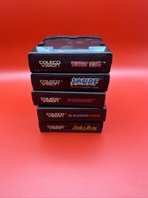 ColecoVision 5-Game Lot: Donkey Kong, Smurf, Turbo, Blackjack/Poker, Lady Bug