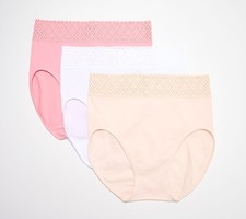 Maya J Women's Plus Sz Panties 1X Breezies Michelle Floral Chalk Pink A679205