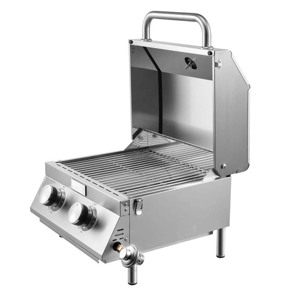 2-Burner Portable Gas Grill, Stainless Steel, 15,000 BTU, Tabletop BBQ Grill
Opens in a new window o
