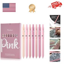 Pink Gel Pens Black Ink, 7 Pcs 0.5mm Quick Dry Fine Point Smooth Writing Pens...