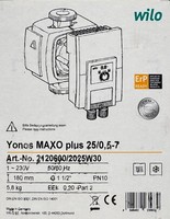 Pumpe Wilo Yonos Maxo Plus 25/0,5-7 2120600 OVP NEU