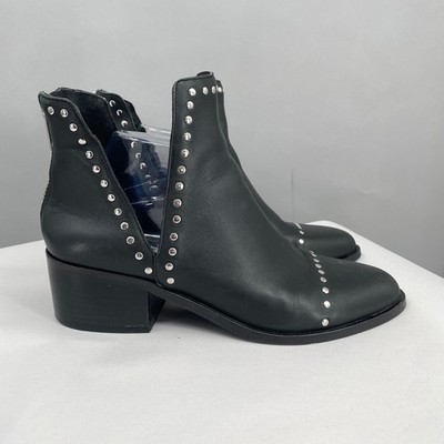 Steve Madden Conspire Ankle Boots Women 9M Black Leather Studded Cutout Booties