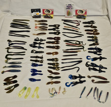 Lot of 100 Soft Plastic Swimming Jig Tail/Worms Lures Freshwater +4 Jigs OOP