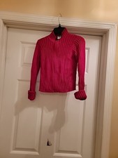 Old Navy Sweater Girls Sz 8 Zip Up Red Vintage Ribbed