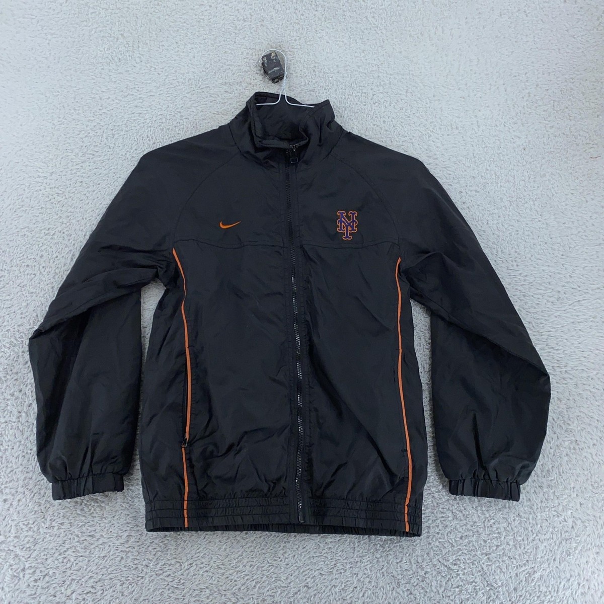 New York Mets Jacket Mens Medium Black Orange MLB Baseball Nike