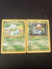 2 x 1999 Vintage Nintendo Pokemon Bulbasaur Ivysaur Base Set Card Lot
