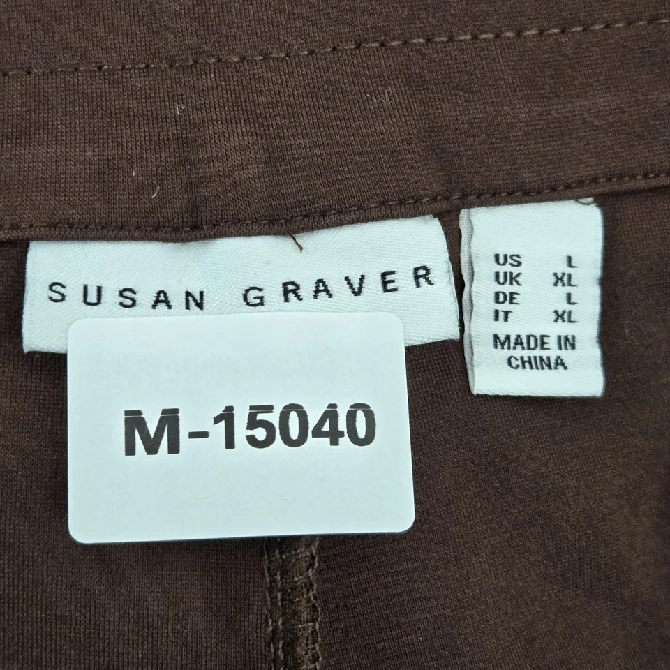Susan Graver Women Pants L Brown Nylon Rayon 30" Inseam Pull On Stretch - Image 2 of 4