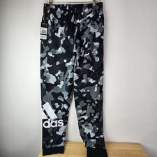 Adidas NWT Joggers Boys L Large 14/16 Black Camo Tapered Sweatpants Activewear