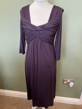 Phase eight purple jersey dress long sleeve sweetheart neck front size 12 