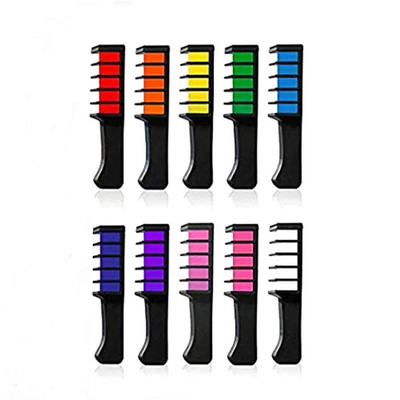 Kalolary 10 Color Temporary Hair Chalk Comb Set, Washable Hair Dye for Girls Kid