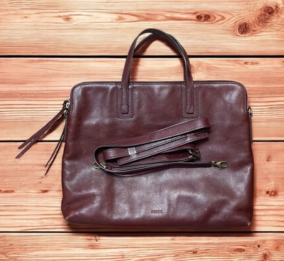 Stylish  Large Fossil Emma Red  Laptop Messenger Media  Shoulder Bag