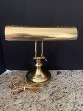 Vintage Brass Bankers Lamp Mid Century Desk P...