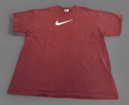 Vintage 90s Nike Center Swoosh Burgundy Shirt Size XXL White Tag Distressed