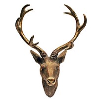 XXL Hirschgeweih Hirschkopf Geweih 10-Ender Bronze Optik 48X32X61Cm Skulptur