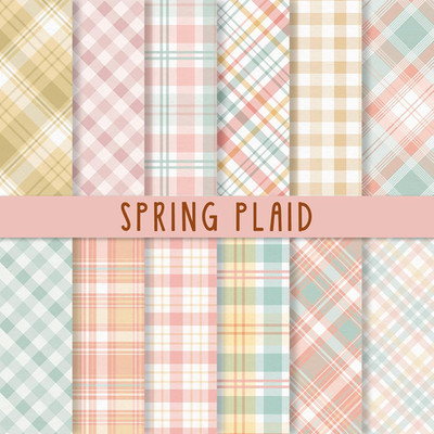 24 Sheets Spring Pastel Plaid Pattern Paper 6 x 6 Inch Easter Plaid Scrapbook Sp