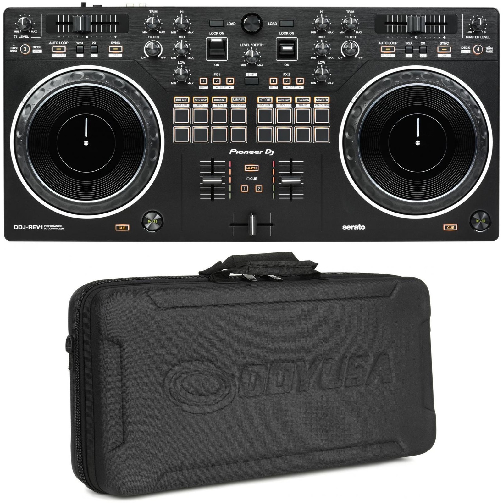 Pioneer DJ DDJ-REV1 2-дековый диджейский контроллер Serato с чехлом для переноски 67390₽