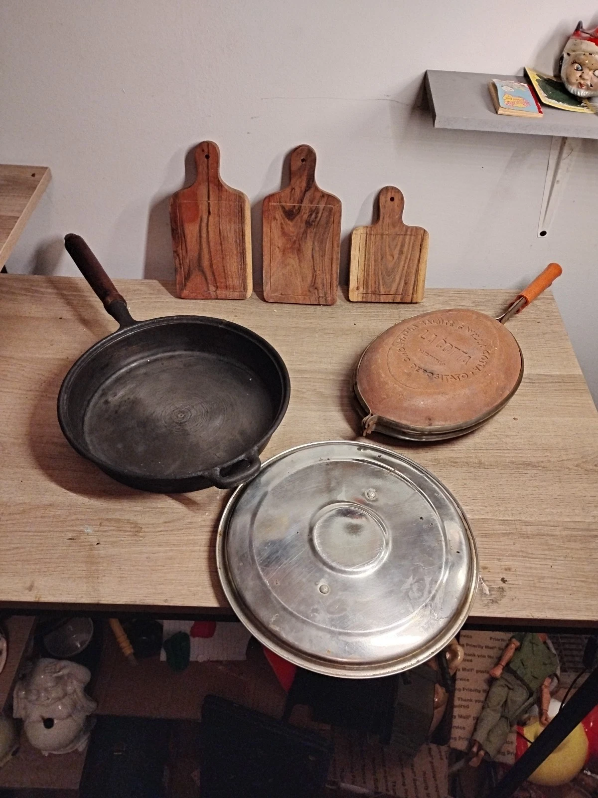 Vintage Cast Iron Skillet 10 Inch Made In Taiwan, LA COTTA Grill Pan,3 Cut Oaks