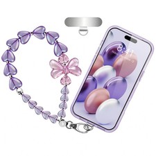 Sparkling Crystal Beaded Phone Charm with Stainless Steel Tab