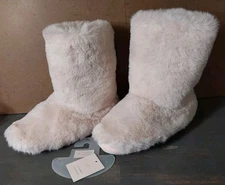 Lauren Conrad Tipped Faux Fur Tall Boot Slippers Light Pink Lrg Size 8/9 New