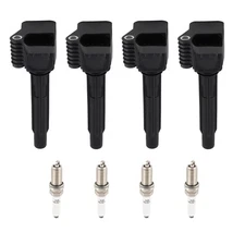 Ignition Coil Pack and Iridium Spark Plug Set of 4 For Audi A3 Volkswagen UF716