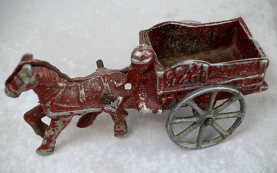 #ad #ad Old Vintage Stanley COAL 140 Horse Wagon Red W Driver Cast Aluminum $18.00