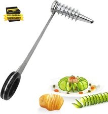 Piranha Spiral Cutter for Potatoes, Stainless Steel Spiral Cutter for Veggies Cu