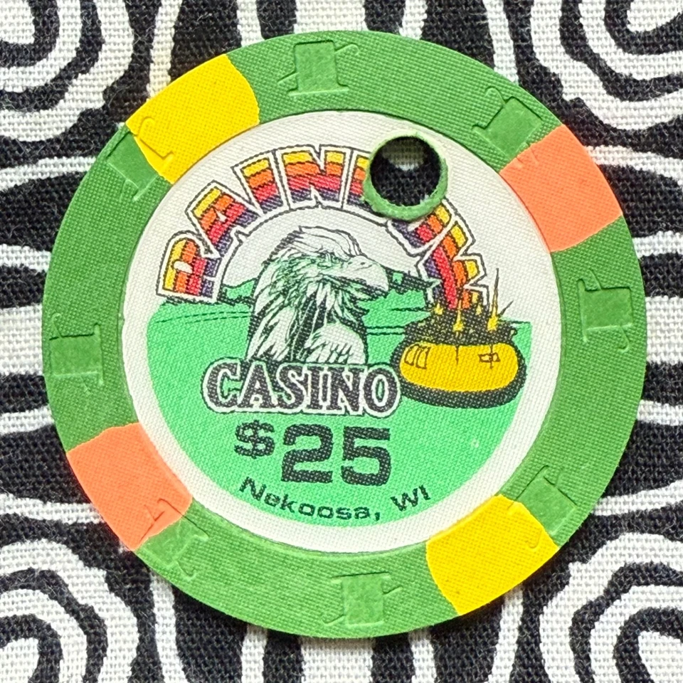 Rainbow $25 *Drilled* Nekoosa, WisconsinGaming Poker Casino Chip V726 - Image 2 of 2