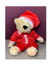 FAO SCHWARZ TEDDY BEAR IN HIS MONDAY RED WHITE PAJAMAS PLUSH/STUFFED ANIMAL