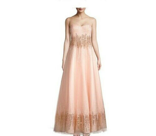 Basix Black Label Strapless Ombré Sequin Ball Gown,Tulle finish, Size 8 $1,090