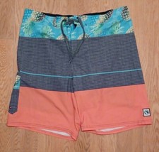 Ocean Current Mens Board Shorts Swim Trunks Blue Salmon Size XL 40x9 