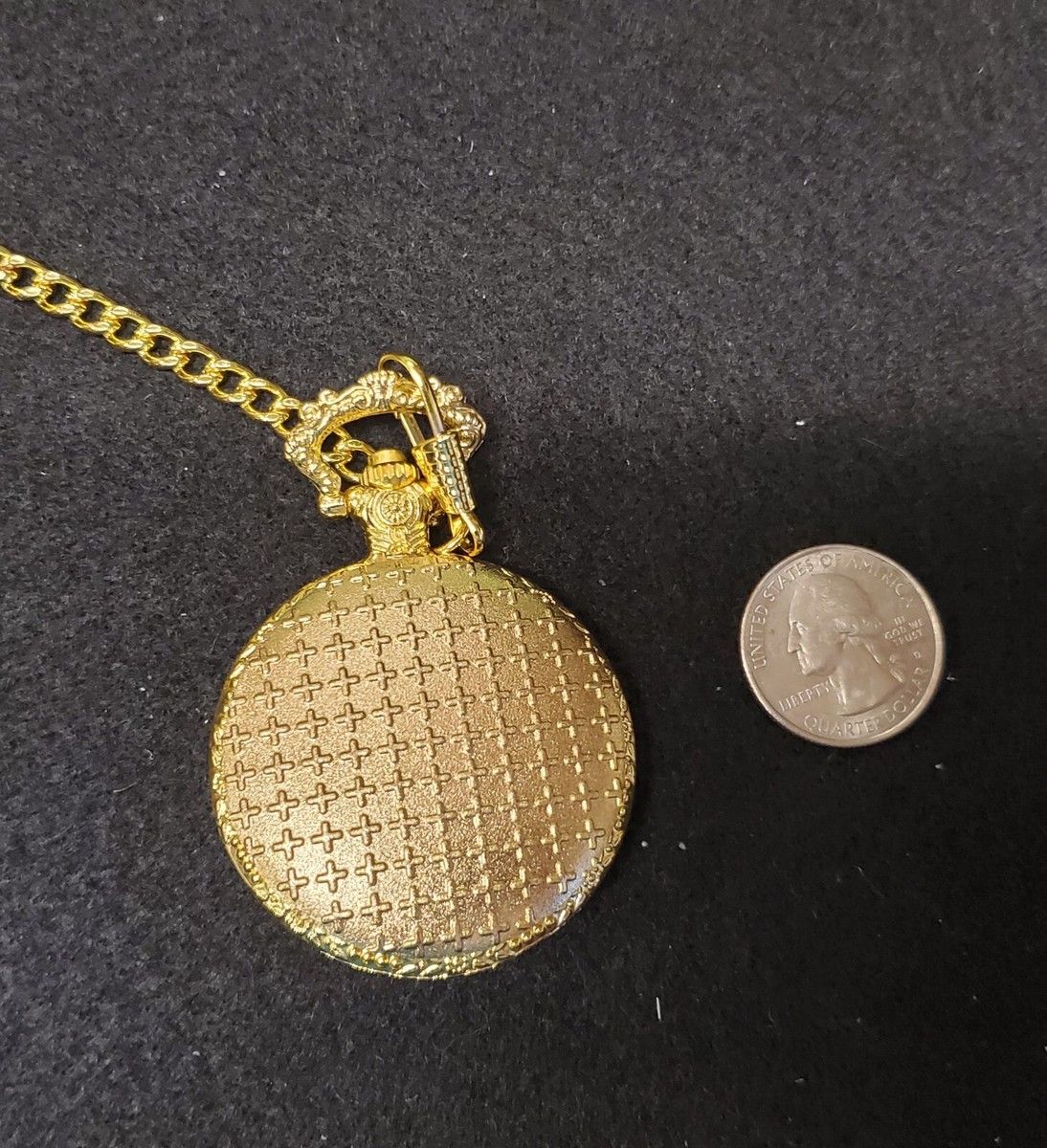 Golden Eagle Pocket Watch Gold Tone New With Chain (WORKS