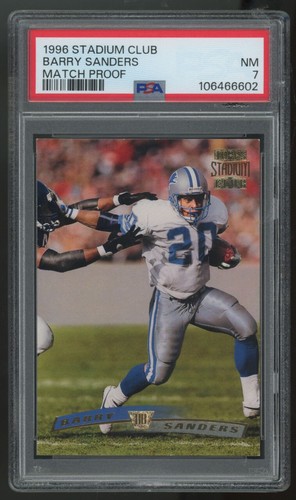 Barry Sanders [Match Proof] #120 card from 1996 Stadium Club