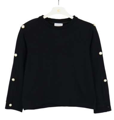 PINKO Sweatshirt Girl's MEDIUM Pullover Crew Collar Casual Black