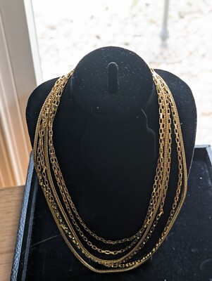 Gorgeous Women's Vintage Hook clasp Gold Tone Multi-Strand