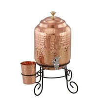 Contenedor dispensador de agua de cobre puro con 1 vaso y soporte 5000 ml EE. UU.