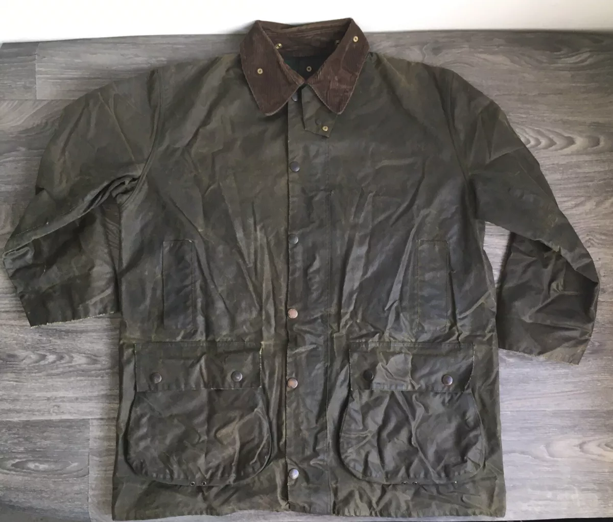 Barbour Jacket Vintage A400 Northumbria Wax Cotton Classic! Olive Tartan UK C44