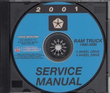 2001 Dodge Ram Truck Service Manual on CD 1500 2500 3500 Pickup Shop Gas Diesel
