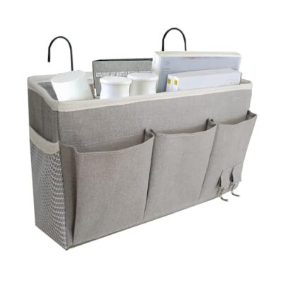 Kanrichu Bedside Caddy Storage Organizer - Hanging Bag With Pockets For Bed, Loft Bunk, Gray, Large Pockets - View #6