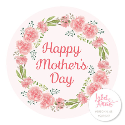 Happy Mothers Day Liebe Blume Nelke süß Blumen Geschenk Party Aufkleber Etikett