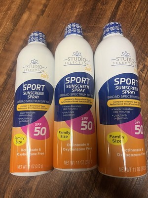 3 Studio Selection Sunscreen Spray SPF 50 Water Resistant Family Size Exp11/2025