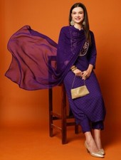 Women Embroidered Kurta Pant Dupatta Set -Bust 42,44 Available