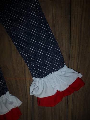 NEW Boutique Patriotic 4th of July Ruffle Tunic Dress Leggings Girls Outfit Set - Picture 3 of 10