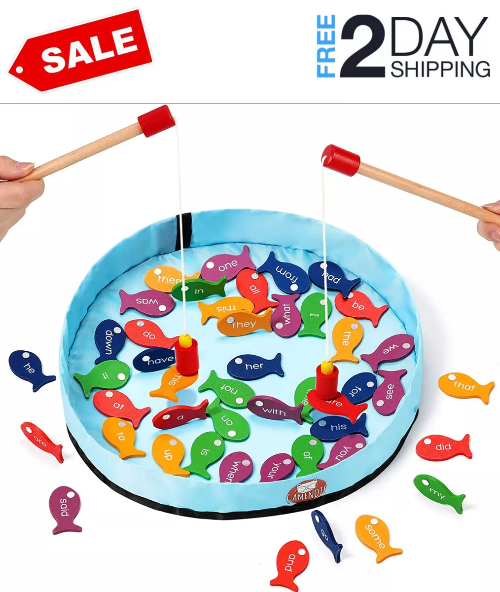 Sight Words Wooden Magnetic Fishing Game - 220 Fish, Phonic Games