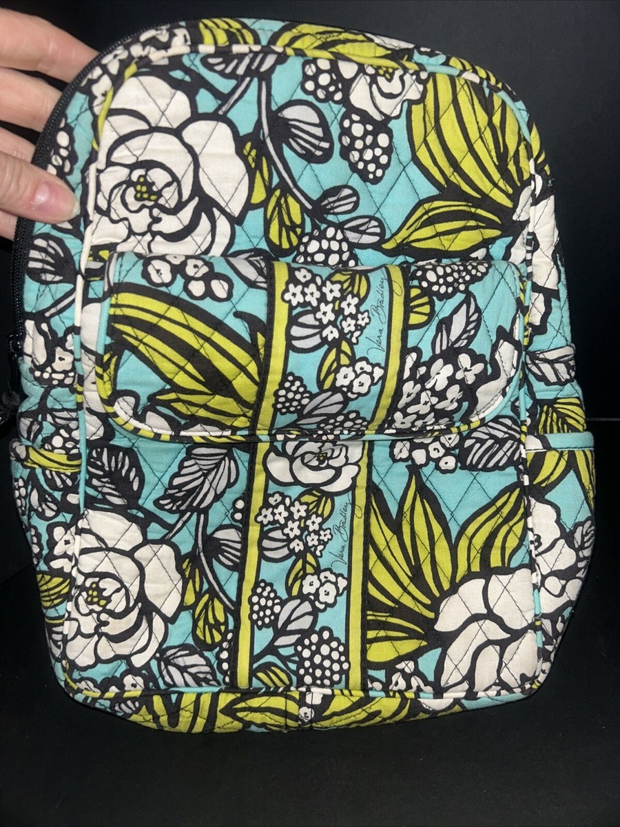 Vera Bradley Black Multi Floral Quilted Daypack with Coral, Mint & Lime Accents Vera Bradley Island Blooms Black Turquoise Lime White Floral  main image 3
