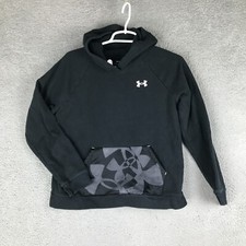 Under Armour Loose Fit Long Sleeve Black Pullover Fleece Hoodie Boys YXL